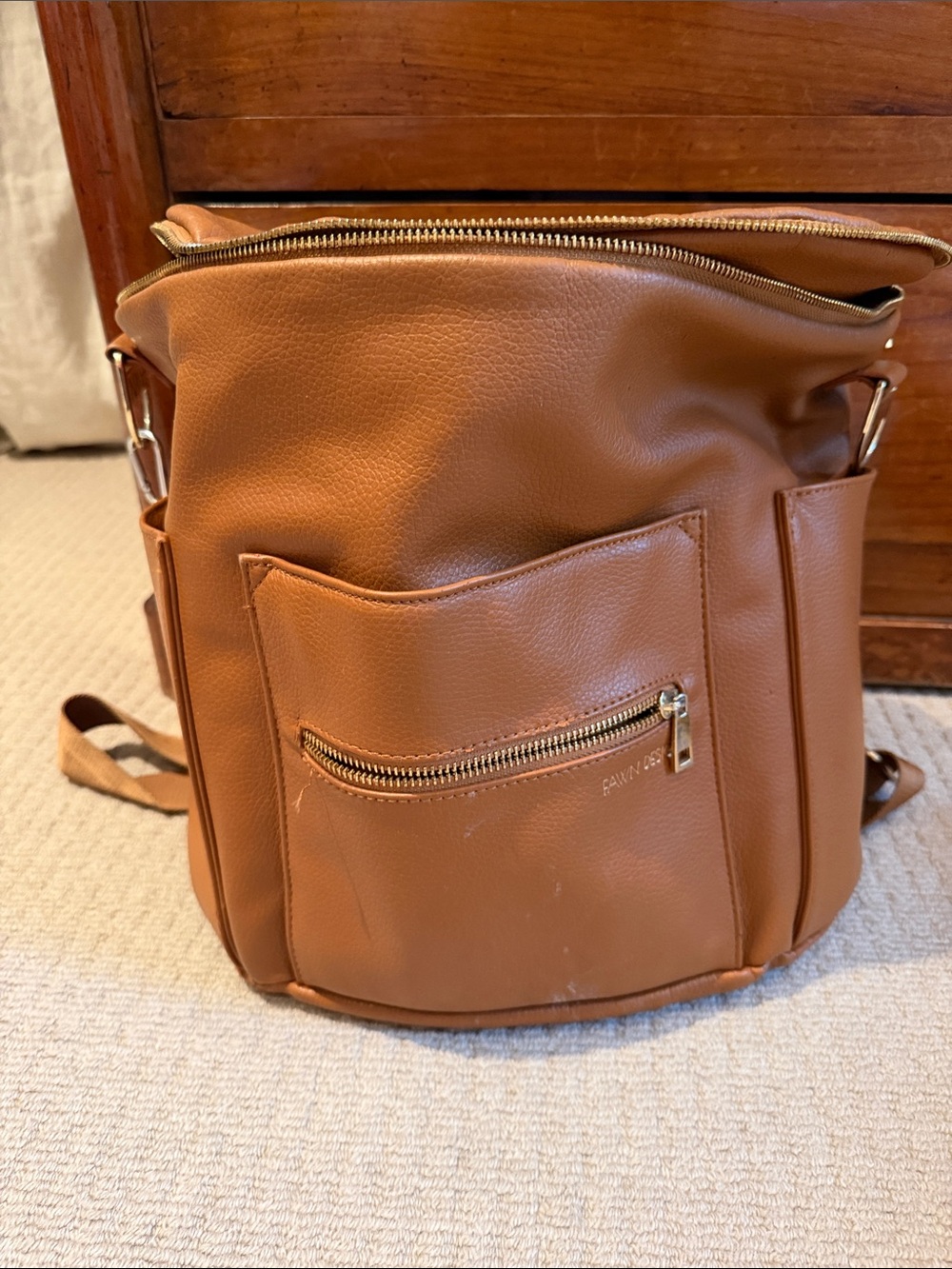 Fawn Design Baby Bag Backpack in Cognac Brown